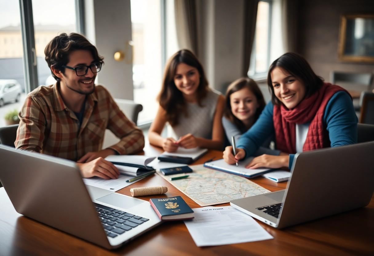 Family preparing important information together at home